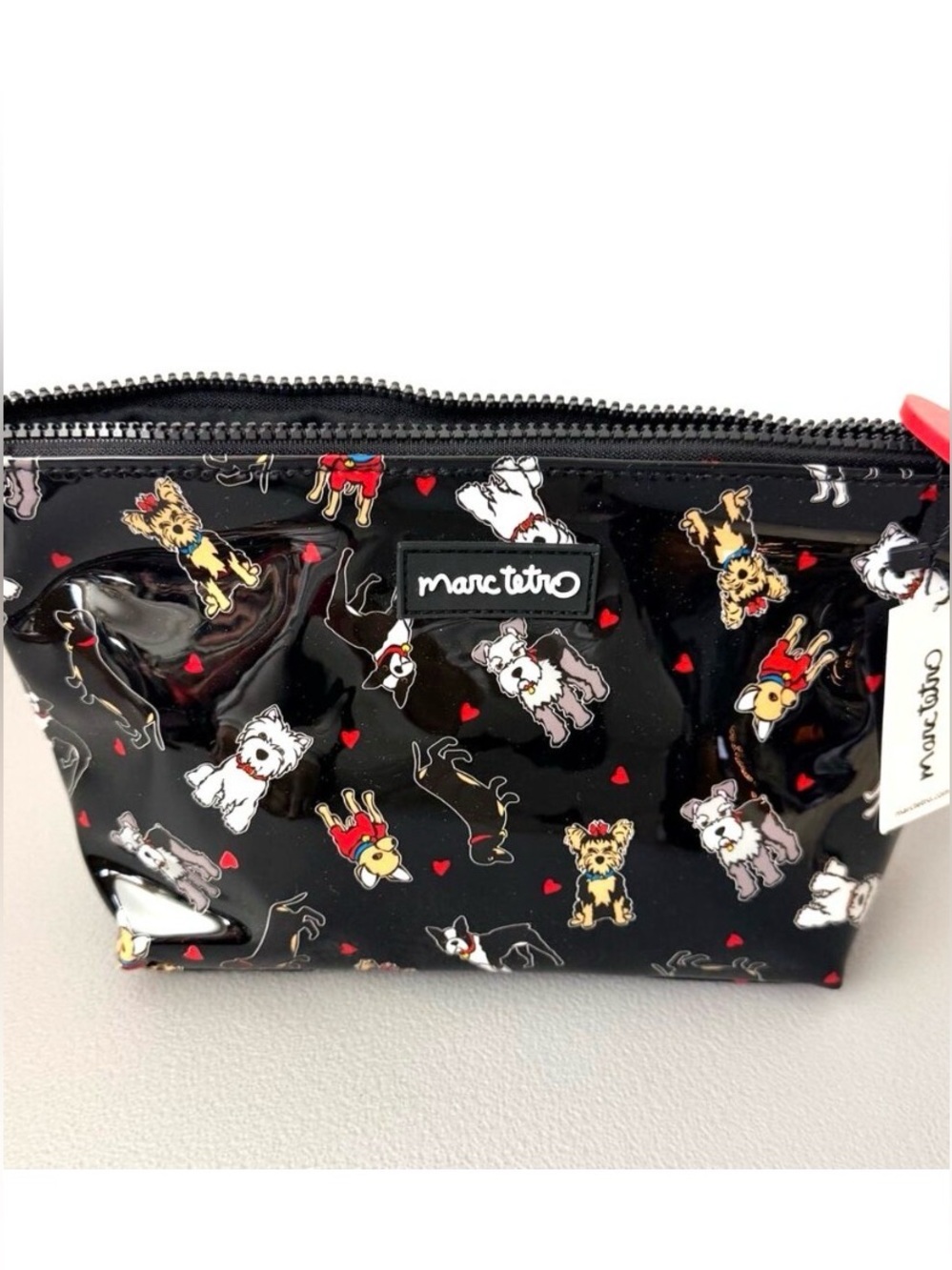 Marc Tetro Black Dog Print Cosmetic Bag